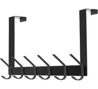 DOKU Crochet de porte en acier inoxydable robuste pour manteau robe, chapeau, serviettes, organiseur de salle de bain 12 crochets Noir mat