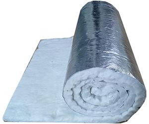 DOKUYIE Couverture d'isolation en fibre de céramique avec face en aluminium sur un seul côté, 1149℃ pour cheminée, barbecue, four, poêle à grill, 1x0,61M (épaisseur de 30mm)