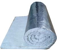 DOKUYIE Couverture en fibre de céramique, tapis isolant sur un côté en feuille d'aluminium tournée vers le bas, 10 mm d'épaisseur, pour cheminée, barbecue, gril, four, cuisinière, 1 x 0,61 m