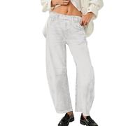 Dola22g Jean baggy Boyfriend pour femme - Jambe large - Taille mi-haute - Denim, 1-Blanc, L
