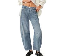 Dola22g Jean baggy Boyfriend pour femme - Jambe large - Taille mi-haute - Denim, 1-Bleu clair, L