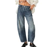 Dola22g Jean baggy Boyfriend pour femme - Jambe large - Taille mi-haute - Denim, 1-bleu foncé., L