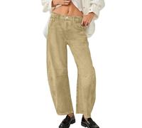 Dola22g Jean baggy Boyfriend pour femme - Jambe large - Taille mi-haute - Denim, 1-kaki, M