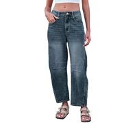 Dola22g Jean baggy Boyfriend pour femme - Jambe large - Taille mi-haute - Denim, 2-Bleu, L