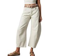 Dola22g Jean baggy Boyfriend pour femme - Jambe large - Taille mi-haute - Denim, 3 - Blanc, L
