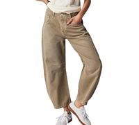 Dola22g Jean baggy Boyfriend pour femme - Jambe large - Taille mi-haute - Denim, 3 - Kaki, M