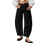 Dola22g Jean baggy Boyfriend pour femme - Jambe large - Taille mi-haute - Denim, 3-Noir, XL