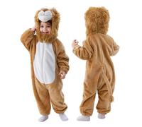 Doladola Barboteuse Animale à Capuchon pour Fille de bébé garçon BéBé Grenouillères Animal Pyjama Combinaison Barboteuse Enfant Filles Costume (Lion beige, 3-4 ans)