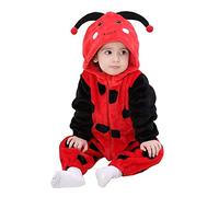 Doladola Bebe à Capuchon Onesie Combinaison Grenouillère Barboteuse À Capuche pour 0-30 Mois (Coccinelle, 8-12 Mois)