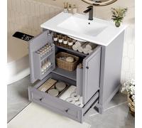 Dolamaní Ensemble de meubles de salle de bain 73 x 45 x 87 cm, lavabo avec meuble inférieur, grand espace de rangement avec 2 portes et un tiroir coulissant silencieux, pour salle de bain, toilettes