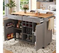 Dolamaní Îlot de cuisine moderne avec espace de rangement 102 x 45 x 92 cm, chariot de cuisine roulant avec plan de travail, îlot dans la cuisine pour cuisine, salle à manger, bar à petit-déjeuner