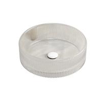 Dolamaní Lavabo rond en cristal sans robinet 36 cm pour salle de bain (blanc)