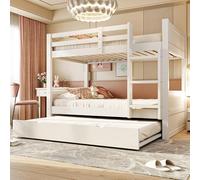 Dolamaní Lit superposé en bois 90 x 200 cm avec cadre de lit extensible 90 x 190 cm, lit mezzanine convertible en lit simple, avec garde-corps de sécurité, échelle et sommier à lattes, sans matelas