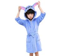Dolamen Peignoir de Bain Filles Enfant Garçon Capuche Molleton Kigurumi Cartoon Chemises de Nuit Peignoir Kimono de Demoiselle d'honneur (130 pour la Taille 120-130CM (47 "-51"), Stitch)