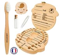 Dolbomy Boite a Dents de Lait Fille et Garcon en Français - Offert Brosse a Dent en Bambou - Gardez et Protégez Précieusement ces Petits Souvenirs de l'Enfance - Cadeau de Naissance Bebe (Garçon)
