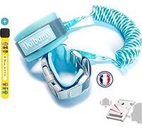 Dolbomy Bracelet de Securite pour Enfant et Bebe - Longueur de 2m en Acier Résistant et Elastique - Avec Verouillage à Clé et Sifflet de Détresse - Attache Poignet ou Harnais Poussette Anti Perte