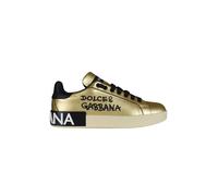 Dolce & Gabbana - Baskets Portofino Dorés Foiled - Femme - Chaussures - Jaune - Taille: 36 EU