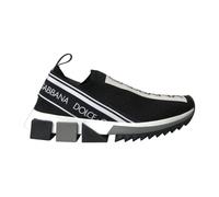 Dolce & Gabbana - Baskets Slip-On Noires Style Sorrento - Femme - Chaussures - Noir - Taille: 39 1/2 EU