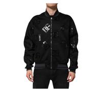 Dolce & Gabbana - Bomber en Laine Noire avec Logo DG Mania - Homme - Vestes - Noir - Taille: 2XL
