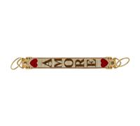 Dolce & Gabbana - Bretelle Amore en Textile et Cuir - Femme - Accessoires - Beige - Taille: ONE Size
