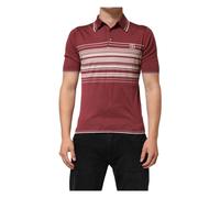 Dolce & Gabbana - Burgundy Striped DG Logo Polo T-shirt - Homme - Tops - Brun - Taille: 3XL