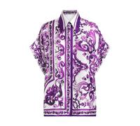 Dolce & Gabbana - Chemise en Soie à Col Batwing - Femme - Blouses et Chemises - Violet - Taille: 44 FR