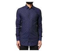 Dolce & Gabbana - Chemise Formelle à Carreaux Bleus - Homme - Chemises - Bleu - Taille: S