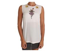 Dolce & Gabbana - Crystal Sequin Fairy Top - Femme - Tops - Blanc - Taille: 40 FR
