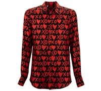 DOLCE & GABBANA Cœur XO Soie Chemise MARTINI Rouge Noir