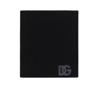 Dolce & Gabbana - Écharpe en maille côtelée avec logo DG - Homme - Accessoires - Noir - Taille: ONE Size