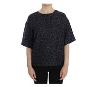 Dolce & Gabbana - Enchanted Sicily Silk Blouse with Key Print - Femme - Blouses et Chemises - Bleu - Taille: 40 FR