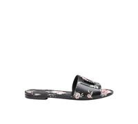 Dolce & Gabbana, Femme, Chaussures, Multicolore, Taille: 40 EU Mules plates en cuir de veau avec imprimé rose