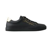 Dolce & Gabbana, Femme, Chaussures, Noir, Taille: 35 1/2 EU Baskets Classiques en Cuir Noir et Or