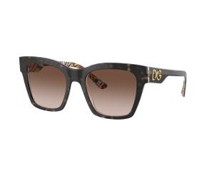 Dolce&Gabbana Femme Sunglass DG4384 - Couleur du Monture: Havana sur Barrow Blanc, Couleur de Lentille: Dégradé marron
