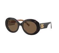 Dolce&Gabbana Femme Sunglass DG4448 - Couleur du Monture: Havana sur Barrow Blanc, Couleur de Lentille: Marron foncé
