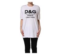 Dolce & Gabbana, Femme, Tops, Blanc, Taille: 46 FR Prince I Was There Crew Neck T-shirt