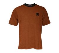 Dolce & Gabbana, Homme, Tops, Brun, Taille: XS T-shirt col rond marron avec logo