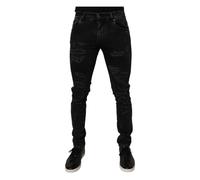 Dolce & Gabbana - Jean Denim Noir Skinny Déchiré - Homme - Jeans - Noir - Taille: M