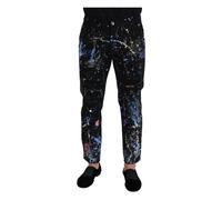 Dolce & Gabbana - Jean en Denim Italien avec Éclaboussures de Couleur - Homme - Pantalons - Noir - Taille: M