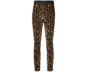 Dolce & Gabbana - Legging imprimé en jersey - Femme - Pantalons - Brun - Taille: 36 FR