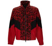 Dolce & Gabbana Léopard Imprimé Veste Bomber Dg Logo Rouge Noir Sweat 13446