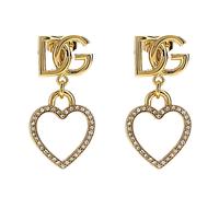 Dolce & Gabbana - Logo and Heart Stud Earrings - Femme - Accessoires - Jaune - Taille: ONE Size