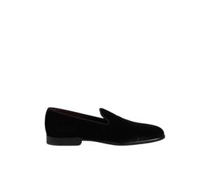 Dolce & Gabbana - Mocassins Formels en Velours à Semelle en Cuir - Homme - Chaussures - Noir - Taille: 39 EU