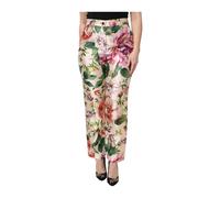 Dolce & Gabbana - Pantalon en Soie à Imprimé Floral - Femme - Pantalons - Multicolore - Taille: 34 FR