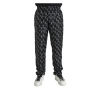 Dolce & Gabbana - Pantalon en Soie Noir avec Imprimé Fer à Cheval - Homme - Pantalons - Noir - Taille: M