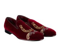 Dolce & Gabbana Pistolets Fer Broderie Velours Mocassins Chaussures Milano Rouge