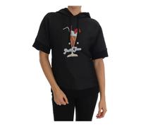 Dolce & Gabbana - Pull à Capuche Brodé de Cristaux Noirs - Femme - Sweatshirts et sweats à capuche - Noir - Taille: 34 FR