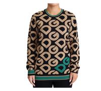 Dolce & Gabbana - Pull DG Mania en laine à col rond - Femme - Pulls - Multicolore - Taille: 38 FR