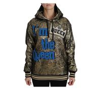Dolce & Gabbana - Queen Jaquard Sweat à Capuche Doré - Femme - Sweatshirts et sweats à capuche - Brun - Taille: 36 FR