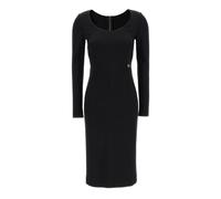 Dolce & Gabbana - Robe mi-longue en maille Milano Rib avec logo DG - Femme - Robes - Noir - Taille: 38 FR